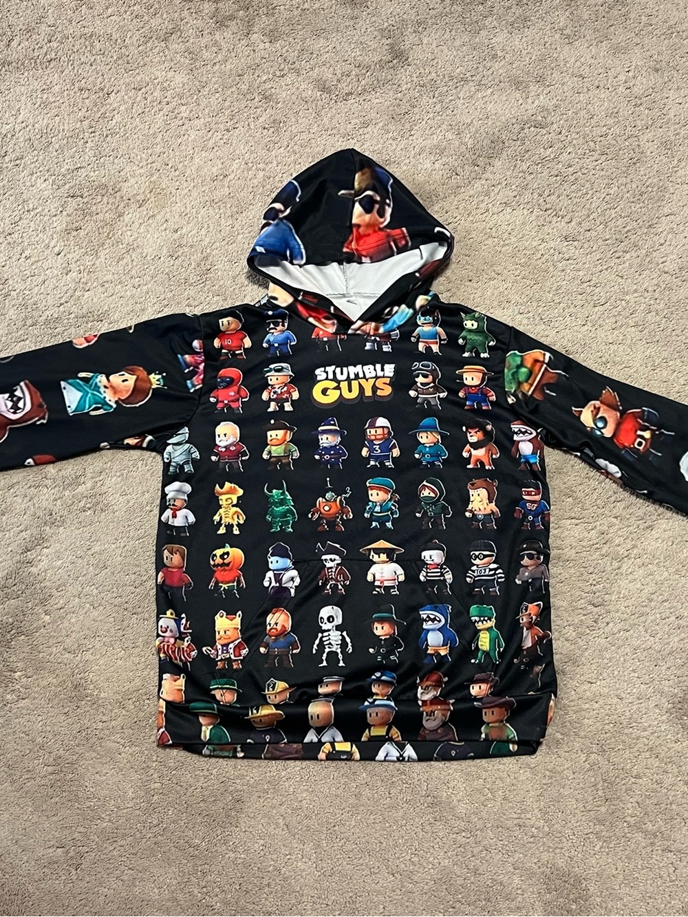 Stumble Guys Black Character Print Hoodie